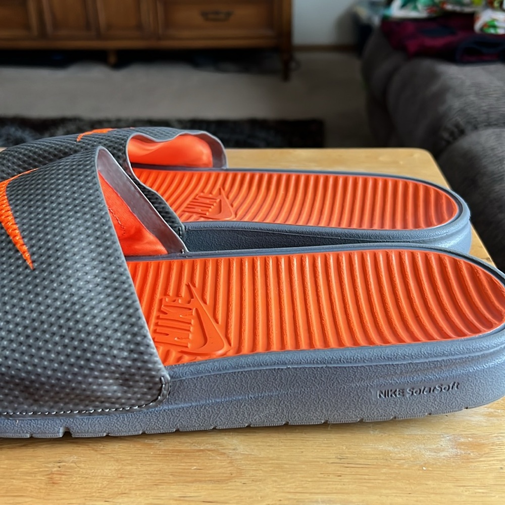Nike Orange and Gray Slide Sandals size 13 - Picture 2 of 5
